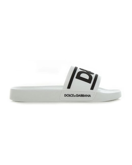 Dolce & Gabbana Logo slides gummi sandalen in White für Herren