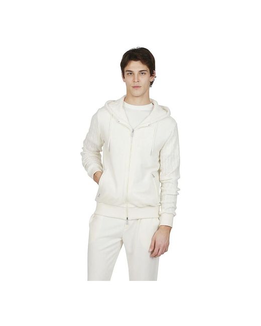 Eleventy White Zip-Throughs for men