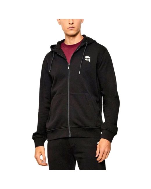 Karl Lagerfeld Hoodies & Sweatvesten ,Zwart ,Katoen Sweatshirt Met Ritssluiting in het Black voor heren