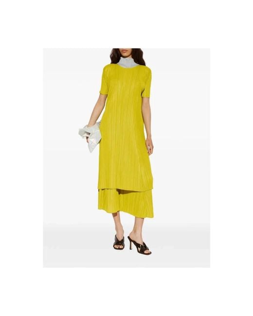 Issey Miyake Yellow Midi Dresses