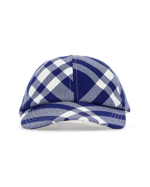 Burberry Accessoires ,Blauw ,Wol Baseballpet Met Tartanpatroon in het Blue