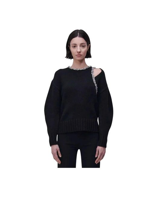 Jonathan Simkhai Blue Schwarzer Pullover Mit Kristallverzierung Monroe