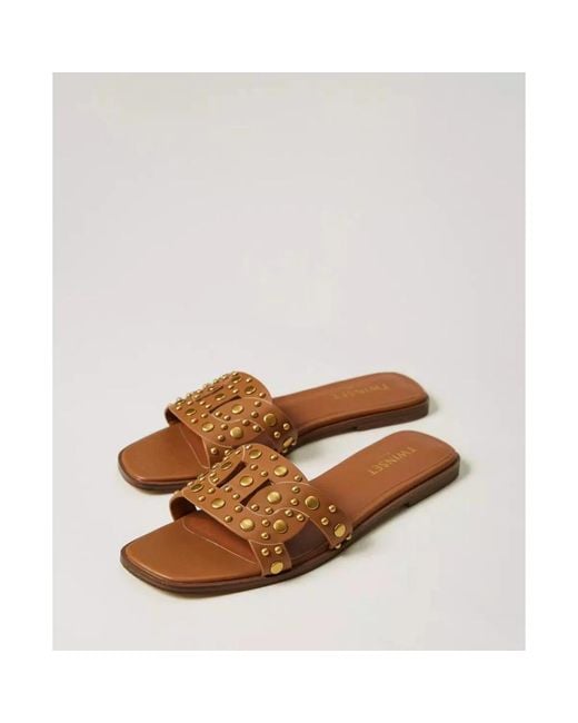 Twinset Brown Sliders