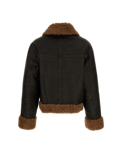 Stand Studio Shearling-Trim Zip Jacket in het Black