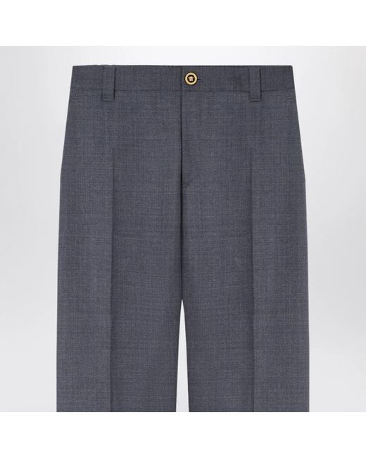 Versace Blue Straight Trousers for men