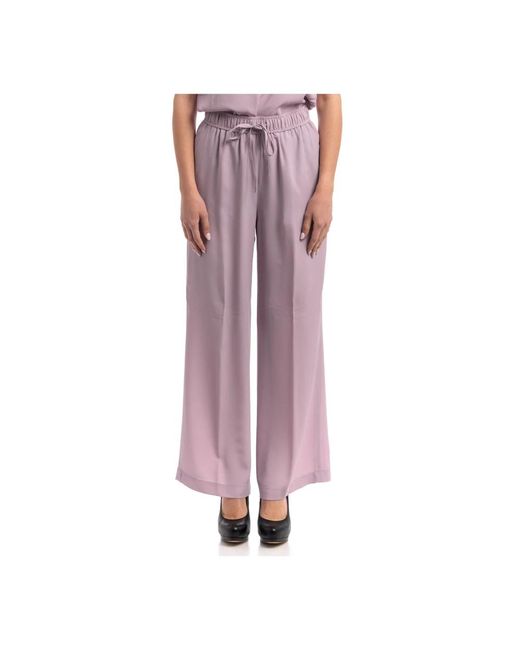 Pantaloni lunghi elasticizzati in seta di Seventy in Purple