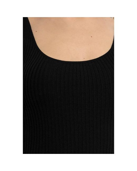 Theory Black Geripptes ärmelloses top