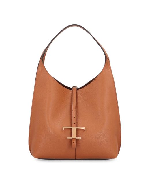 Tod's Brown Leder-schultertasche mit verschluss,kleine leder-schultertasche