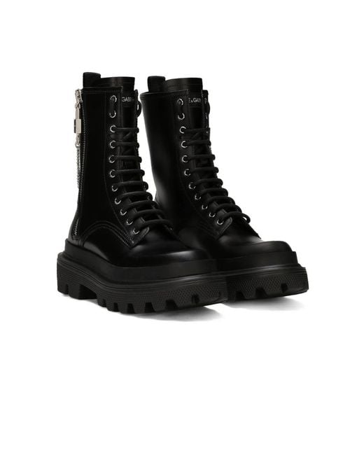 Dolce & Gabbana Black Lace-Up Boots