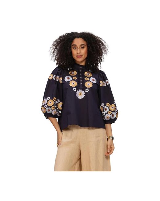 Antik Batik Amantina Blouse in het Blue