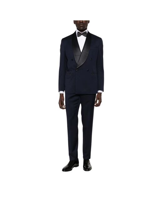 Luigi Bianchi Blue Double Breasted Suits for men