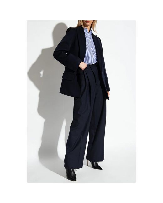 Victoria Beckham Blue Straight Trousers