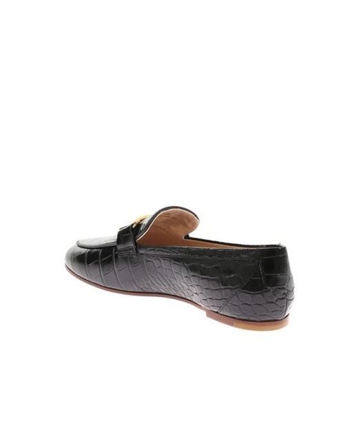 Tod's Black Schwarze coco print loafers