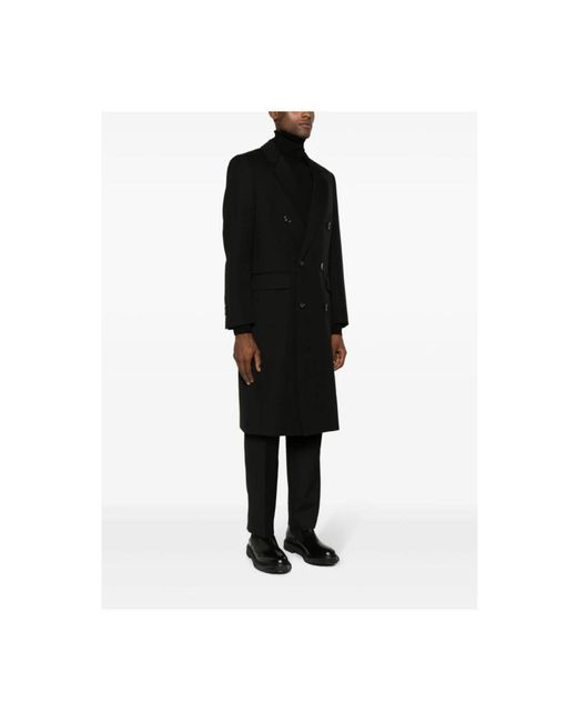 PT Torino Black Double-Breasted Coats for men