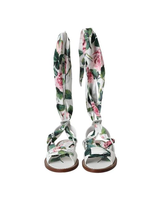 Dolce & Gabbana Green Flat Sandals