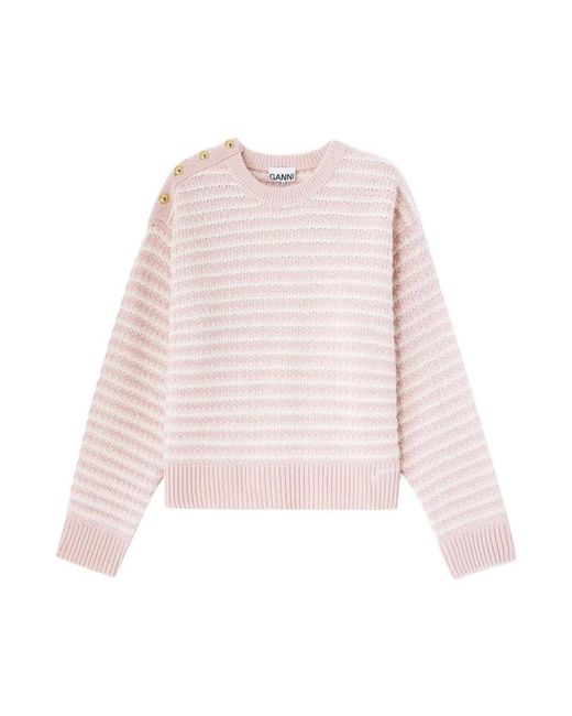 Ganni Pink Round-Neck Knitwear