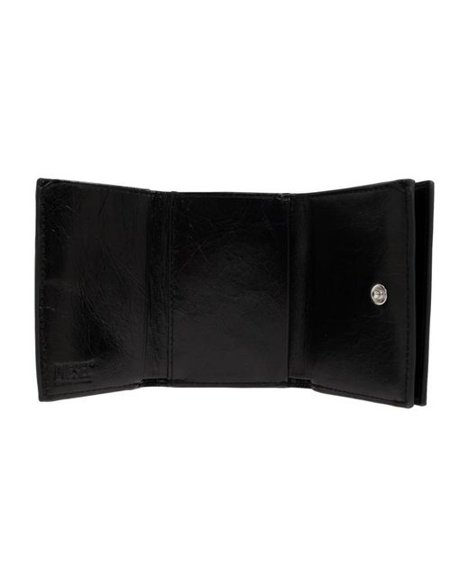 DIESEL Accessoires ,Zwart ,Leer Pc Monogram Tri-Fold Wallet in het Black