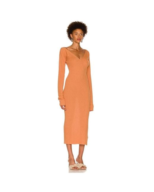 REMAIN Birger Christensen Orange Midi Dresses