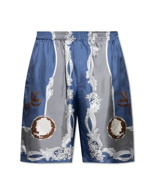 Versace Seidenshorts mit medusa cameo-print in Blue für Herren