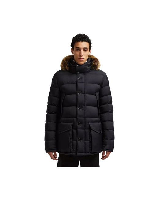 Moncler Jassen ,Zwart ,Polyester Korte Donsjas Met Afneembare Capuchon in het Black voor heren