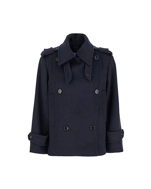 Max Mara Blue 'Laveno' Wool Blend Coat