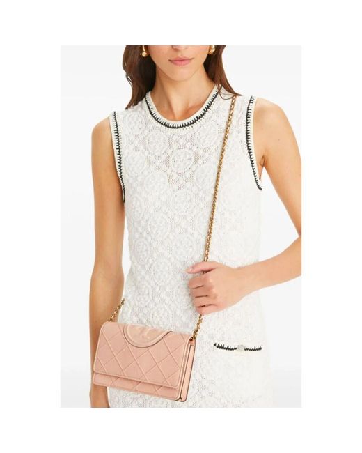 Tory Burch Pink Rosa leder diamantmuster schultertasche