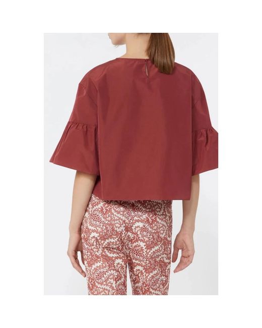 Weekend by Maxmara Overhemden ,Rood ,Katoen Crop Blouse in het Red