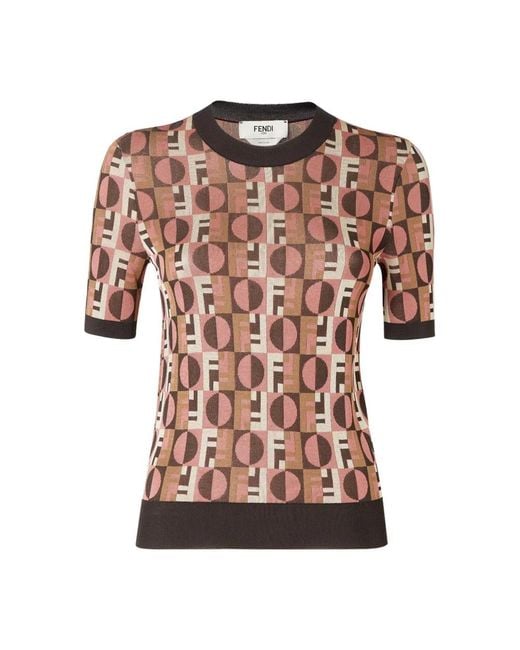 Fendi Pink Round-Neck Knitwear