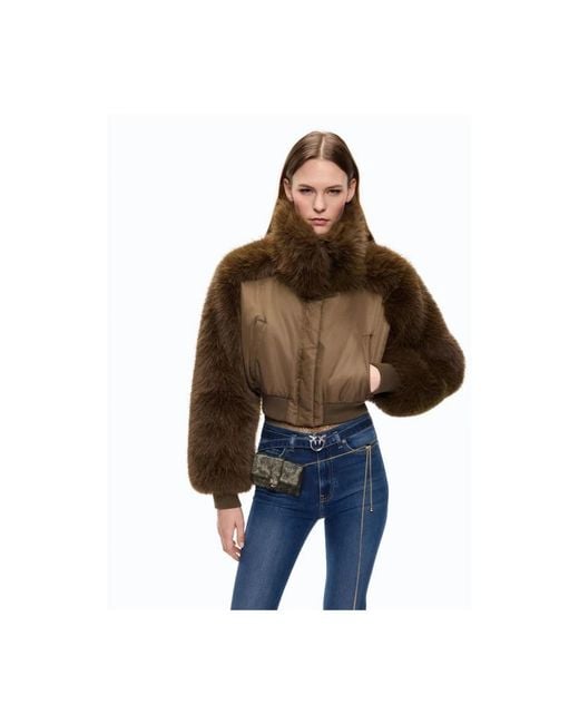 Pinko Green Faux Fur & Shearling Jackets