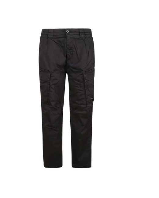 C P Company Black Straight Trousers for men
