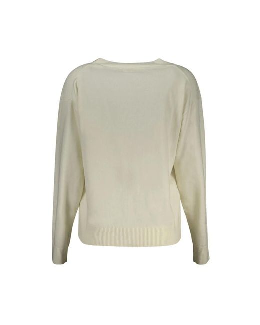 Guess Truien & Vesten ,Wit ,Polyester Polyester Gebreide Cardigan Met Applicatie Logo in het Green