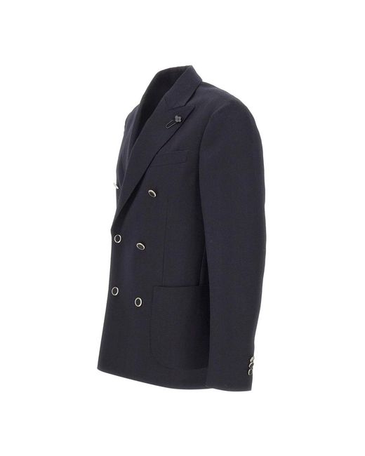 Lardini Jassen ,Blauw ,Wol Double-Breasted Blazer in het Blue voor heren