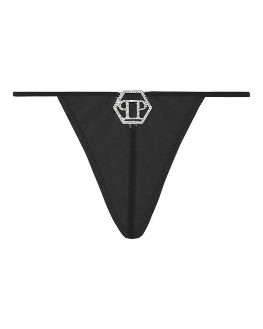 Philipp Plein Ondergoed ,Zwart ,Polyester Thong All Over Pp in het Black