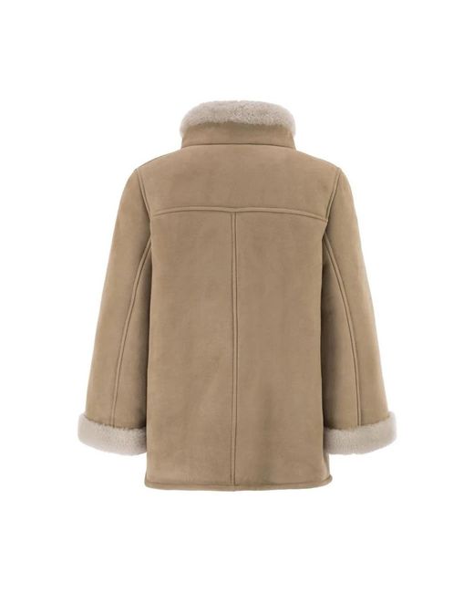 Fay Shearling Trim Toggle Coat in het Natural