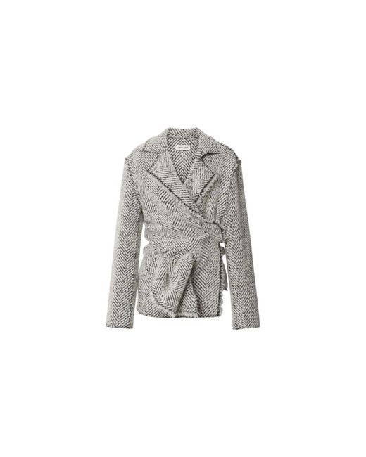 Alberta Ferretti Herringbone Wrap Jacket in het Gray