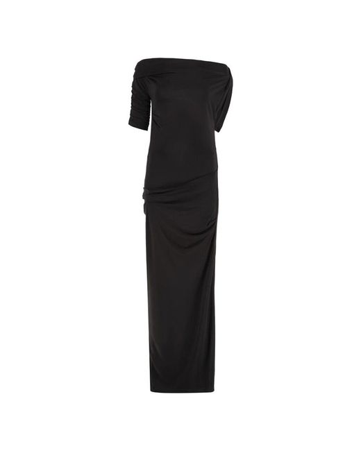 Jacquemus Black Asymmetrisches Gerafftes Kleid