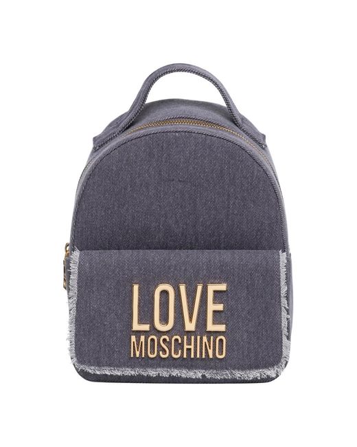Love Moschino Blue Rucksack mit logo und reißverschluss