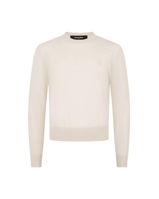 DSquared² White Round-Neck Knitwear for men