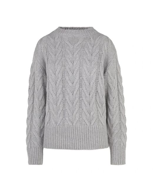 Bomboogie Trui Met Ronde Hals En Kabels in het Gray