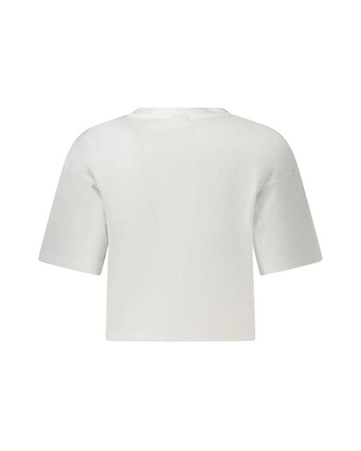 Fila Tops ,Wit ,Katoen Witte T-Shirt Met Cropped Model En Logo-Print in het White