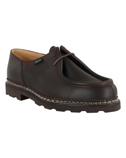 Paraboot Zwarte Leren Derbies Met Noorse Stiksels in het Brown voor heren