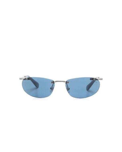 Swarovski Blue Silberne sonnenbrille mit original-etui