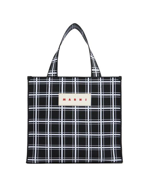 Marni Jacquard karierte einkaufstasche in Black für Herren