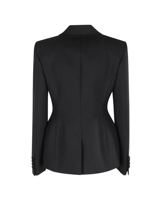 Moschino Jassen ,Zwart ,Wol Zwarte Rokende Jas Lange Mouw Knoopsluiting in het Black