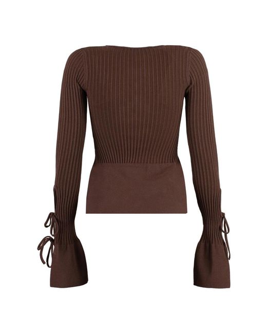 ANDREA ADAMO Brown Long Sleeve T-Shirts