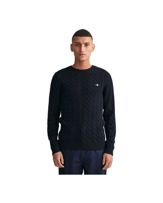 Gant Black Round-Neck Knitwear for men