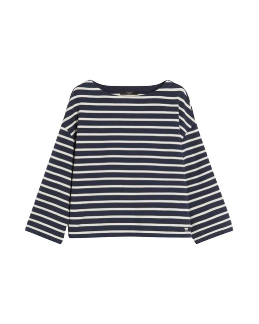 Max Mara Campale Boot-Neck Top in het Blue