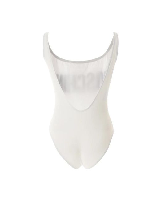 Moschino Badmode ,Wit ,Logo Onepiece in het White