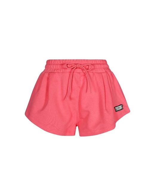 MSGM Korte Broeken ,Roze ,Katoen Katoenen Elastische Taille Shorts in het Pink