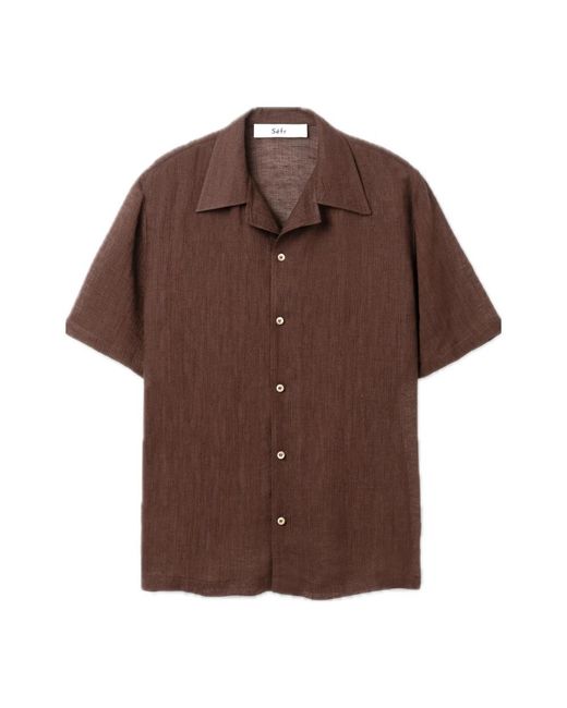 Camicia leggera in cotone/lino dalian di Séfr in Brown da Uomo